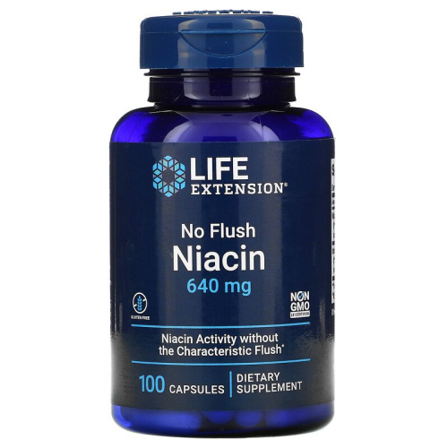Life Extension No Flush Niacin (Ниацин не вызывающий покраснений) 640 мг. 100 капсул