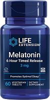 Life Extension Melatonin 6 Hour Timed Release (Мелатонин 6-часовое высвобождение) 3 мг. 60 вегетарианских таблеток