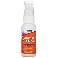 Now Foods Витамин D-3 и K-2 1000 ME Липосомальный спрей 59 мл.