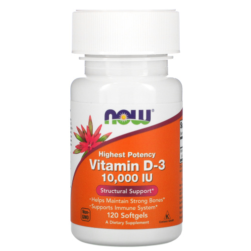 Now Foods Vitamin D-3 Витамин Д-3 10000 IU (250 мкг.) 120 капсул