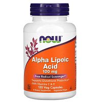 Now Foods Alpha Lipoic Acid (Альфа-липоевая кислота) 100 мг. 120 растительных капсул