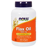 Flax Seed Oil Organic 1000 мг (Органическое Льняное Масло) 100 гел капс (Now Foods)