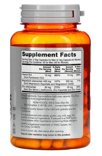 Now Foods Sports ZMA Восстановление после физической активности 90 капсул фото 2