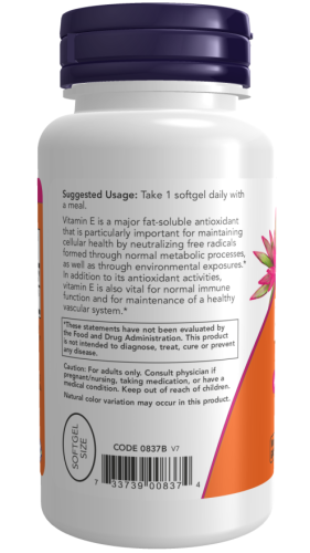 Now Foods E-400 d-Alpha Tocopheryl (Витамин E, D-альфа со смешанными токоферолами) 268 мг. 100 мягких капсул фото 4