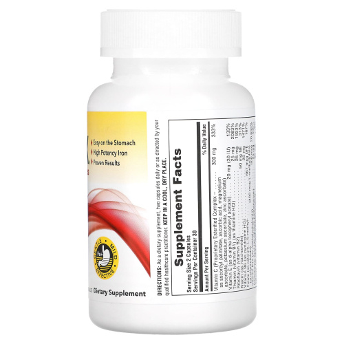 NaturesPlus Hema-Plex Iron Capsules (Железо с синергетическими кофакторами для общего здоровья крови) 60 растительных капсул быстрого действия фото 4