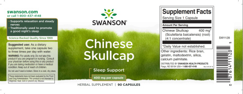 Chinese Skullcap Sleep Support 400 mg (Шлемник китайский) 90 капсул (Swanson) фото 2