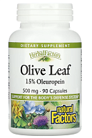 Olive Leaf 500 mg Herbal Factors (Листья оливкового дерева) 90 капсул (Natural Factors)