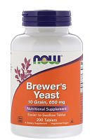 Now Foods Brewer's Yeast (Пивные дрожжи) 10 Grain, 650 мг. 200 таблеток
