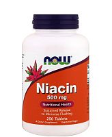 Now Foods Niacin Sustained Release (Ниацин медленного высвобождения, Витамин B3) 500 мг. 250 таблеток