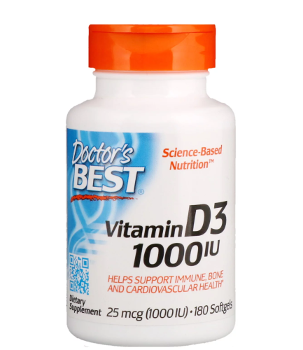 Doctor's Best Vitamin D3 (Витамин Д3) 1000 IU (25 мкг.) 180 мягких капсул