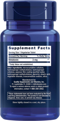 Life Extension Melatonin 6 Hour Timed Release (Мелатонин 6-часовое высвобождение) 3 мг. 60 вегетарианских таблеток фото 2