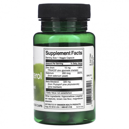 Swanson Beta-Sitosterol (Бета-ситостерол) 320 мг. 30 растительных капсул фото 2
