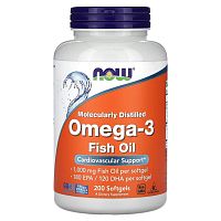 Omega-3 1000 мг (Омега-3) 200 капсул (Now Foods)