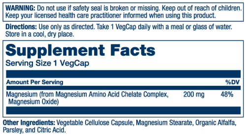 Solaray Magnesium Amino Acid Chelate (Магний хелат) 200 мг. 100 растительных капсул фото 2 Solaray Magnesium Amino Acid Chelate (Магний хелат) 200 мг. 100 растительных капсул фото 2