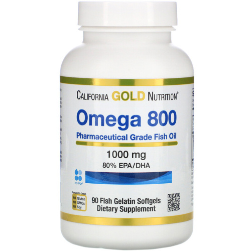 California Gold Nutrition Omega 800 Pharmaceutical Grade Fish Oil (рыбий жир фармацевтической степени чистоты, в форме триглицеридов) 1000 мг. 90 капсул фото 2