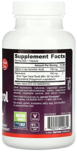 Resveratrol 100 mg (Ресвератрол 100 мг) 120 вег капсул (Jarrow Formulas) фото 2