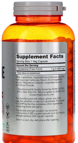 Now Foods Sports L-Glutamine (L-Глютамин) 1000 мг. 240 растительных капсул фото 2