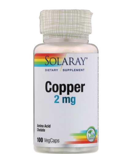 Copper (Медь) 2мг 100 капсул (Solaray) Copper (Медь) 2мг 100 капсул (Solaray)