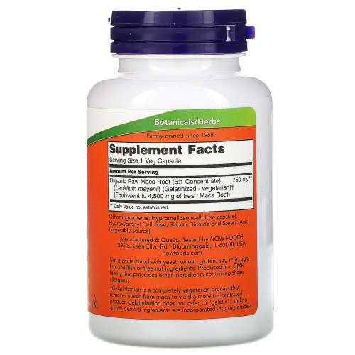 Now Foods Maca (Мака Перуанская) 750 мг. 90 растительных капсул фото 2