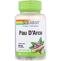 Pau D'Arco 550 mg (Кора Муравьиного Дерева 550 мг) 100 вег капсул (Solaray)
