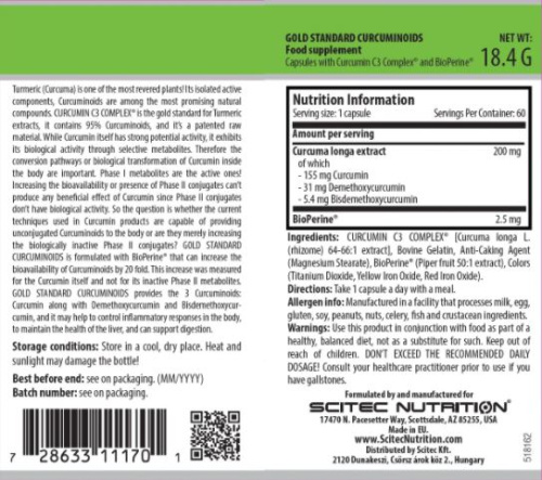 Gold Standard Curcuminoids 60 капсул (Scitec Nutrition) фото 2