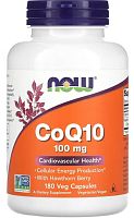Now Foods CoQ10 with Hawthorn Berry (Коэнзим Q10 с ягодами боярышника) 100 мг. 180 растительных капсул