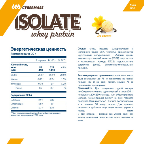 Протеин CyberMass Isolate Whey Protein 908 гр. фото 2