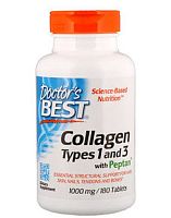 Collagen Types 1 & 3 With Peptan 1000 mg - 180 таблеток (Doctor`s Best)