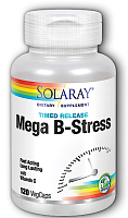 Solaray Mega Vitamin B-Stress Time Released (Мега-витамин B для снятия стресса замедленного высвобождения) 120 растительных капсул 
