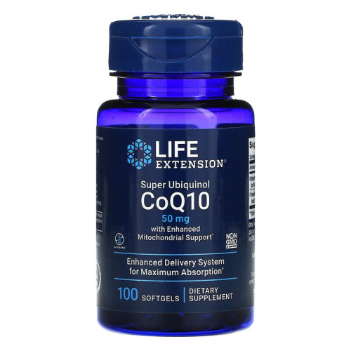 Life Extension Super Ubiquinol CoQ10 with Enhanced Mitochondrial Support 50 мг. 100 мягких капсул