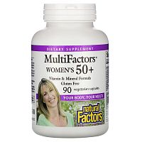 MultiFactors women's 50+ (Мультивитамины для женщин старше 50 лет) 90 вег капсул (Natural Factors)