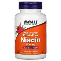 Now Foods Flush-Free Niacin Double Strength (Ниацин не вызывающий покраснений двойной силы, Витамин B3) 500 мг. 90 растительных капсул