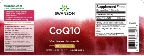 CoQ10 200 mg (Коэнзим Q10 200 мг) 90 капсул (Swanson) фото 3