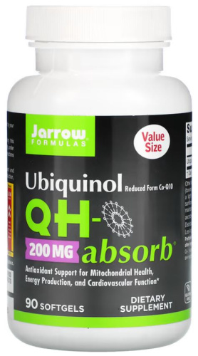 Ubiquinol 200 мг QH-Absorb (Убихинол) 90 гелевых капсул (Jarrow Formulas)