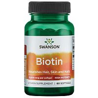 Biotin 10000 mcg (Биотин 10000 мкг) 60 мягких капсул (Swanson)