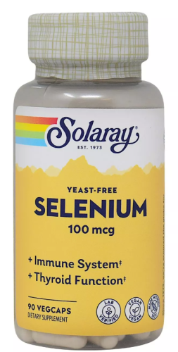 Solaray Selenium Yeast-Free (Селен бездрожжевой) 100 мкг. 90 растительных капсул