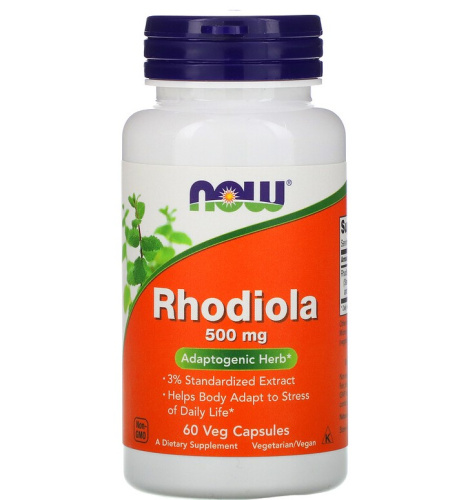 Now Foods Родиола розовая (Rhodiola) 500 мг. 60 вегетарианских капсул
