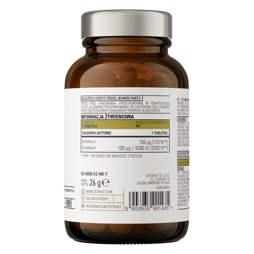 D3 4000 МЕ + K2 MK-7 90 таблеток (OstroVit) фото 2