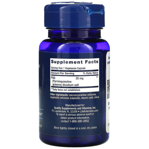 Life Extension PQQ (Пирролохинолинхинон) 20 мг. 30 растительных капсул фото 2