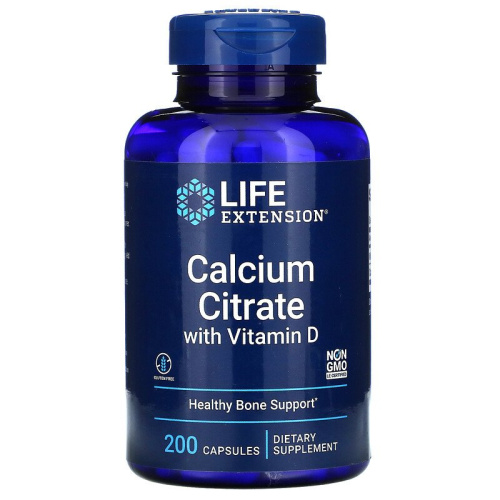 Life Extension Цитрат Кальция c витамином D3 (Calcium Citrate with Vitamin D3) 200 капсул