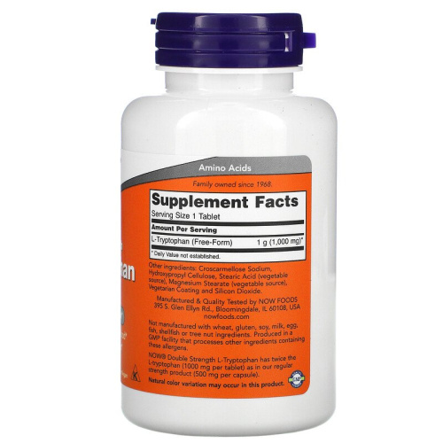 Now Foods L-Tryptophan Double Strength (L-Триптофан Двойной Силы) 1000 мг. 60 таблеток фото 2