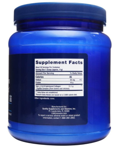 Life Extension Collagen Peptides for Skin & Joints (Пептиды коллагена для кожи и суставов) 343 гр. фото 3