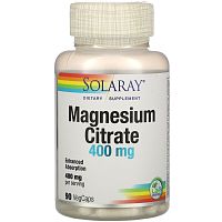 Solaray Magnesium Citrate (Магний цитрат) 400 мг. 90 растительных капсул 