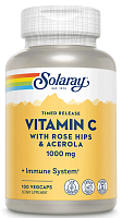 Solaray Vitamin C with Rose Hips & Acerola (Витамин C, с шиповником и ацеролой медленного высвобождения) 1000 мг. 100 растительных капсул