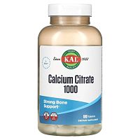 KAL Кальций цитрат (Calcium Citrate) 1000 мг. 180 таблеток