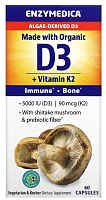 Organic Vitamin D3+K2 (MK-7) срок 03.2024 5000 IU / 90 mcg 60 капсул (Enzymedica)