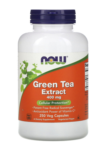 Now Foods Экстракт зеленого чая (Green Tea Extract) 400 мг. 250 растительных капсул