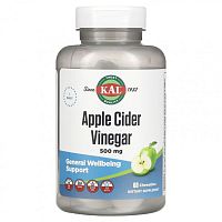 Apple Cider Vinegar 500 mg (Яблочный уксус 500 мг) 60 жевательных таблеток (KAL)