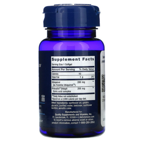 Life Extension Super Ubiquinol CoQ10 with Enhanced Mitochondrial Support (Суперубихинол коэнзим Q10 с улучшенной поддержкой митохондрий) 200 мг. 30 мягких капсул фото 2