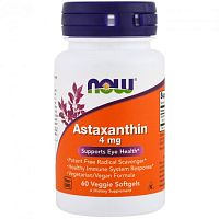 Astaxanthin 4 mg (Астаксантин 4 мг) 60 вег мягких капсул (Now Foods)